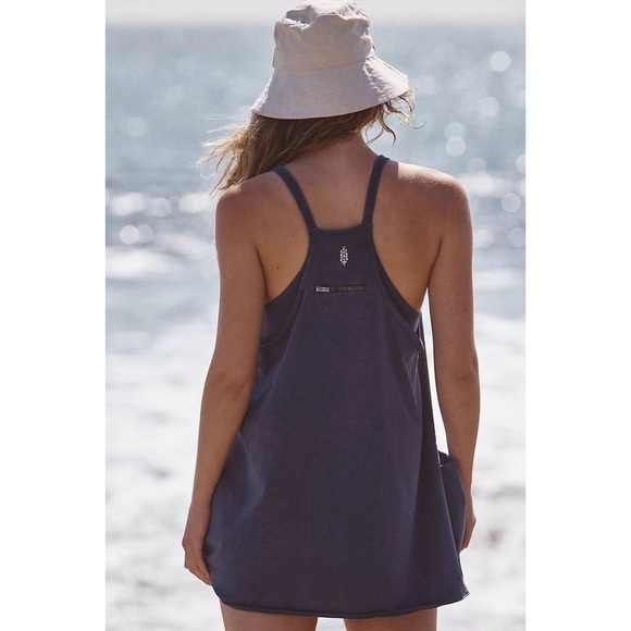 Free People FP Movement Hot Shot Mini Dress Blue Indigo NWOT Small Medium - Picture 4 of 14